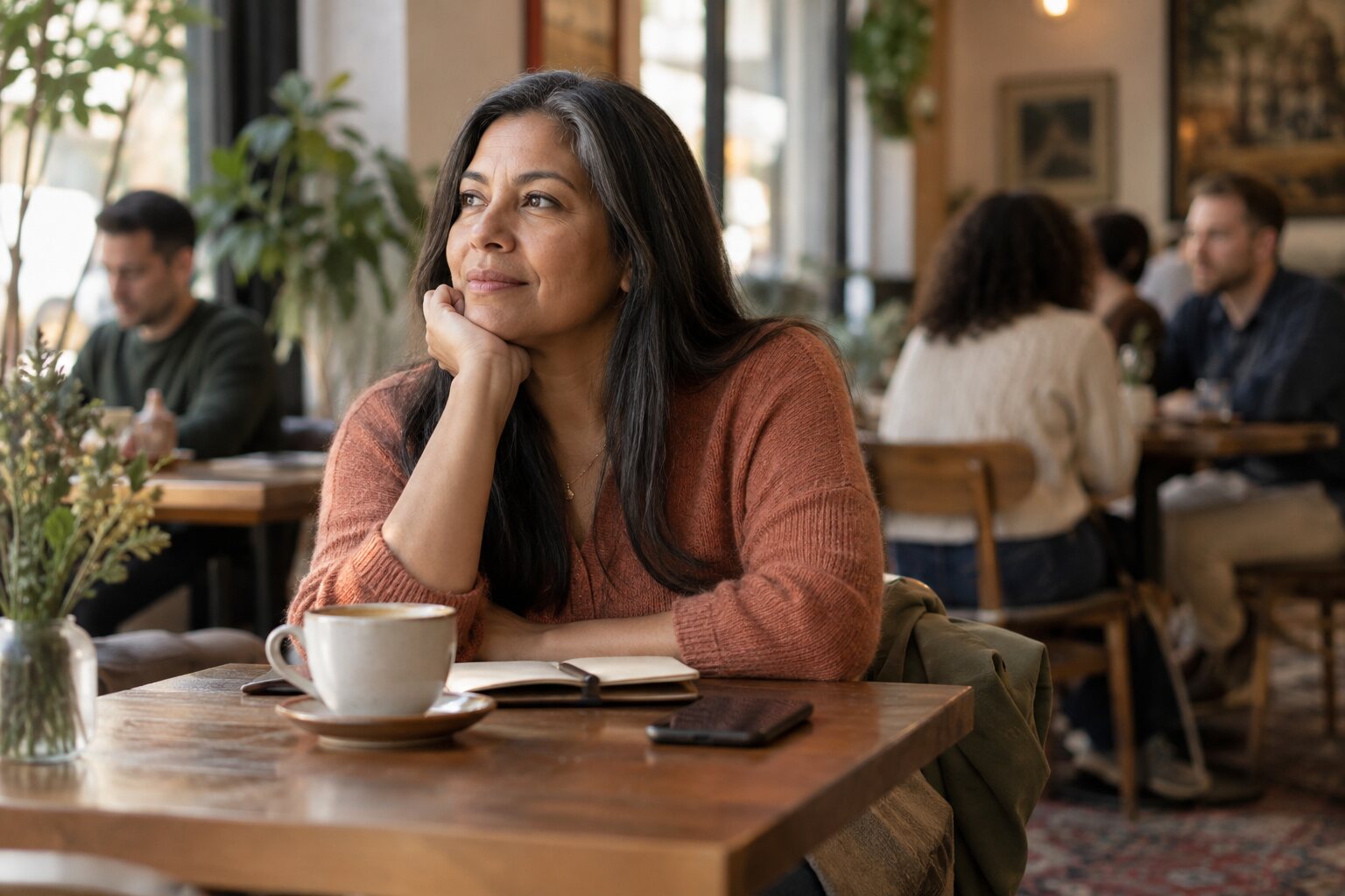 Mujer reflexionando sobre las opiniones de los demás